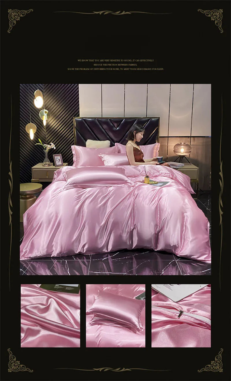 DecorBites™ Luxurious Silk Bedding Set with Satin Queen/King