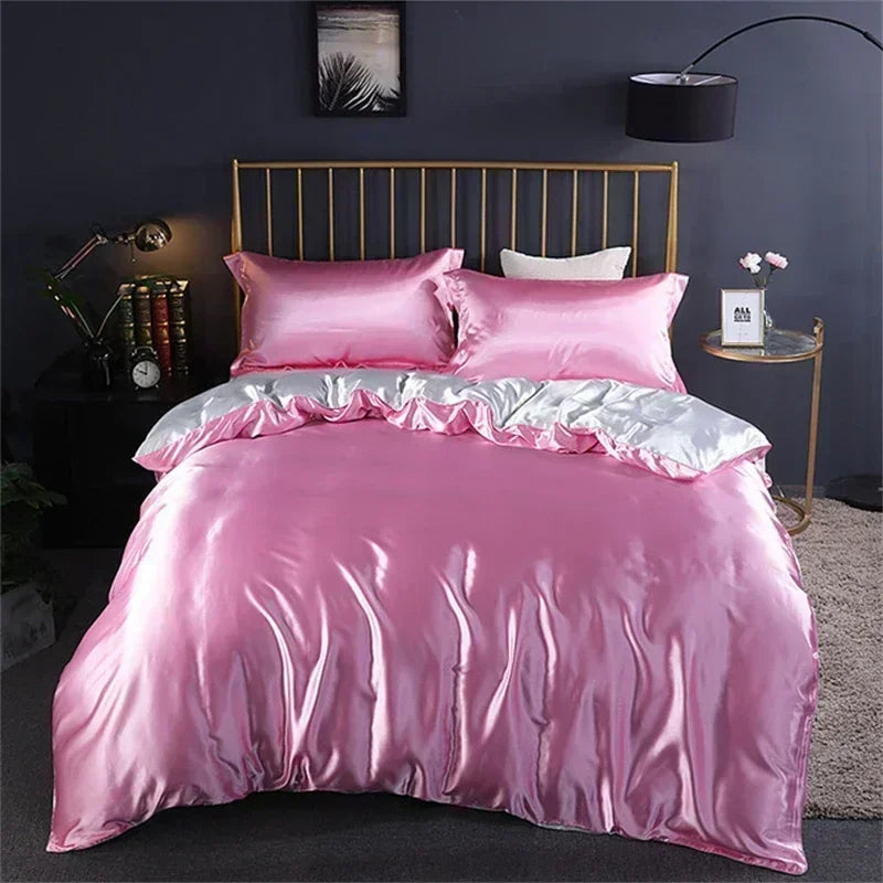 DecorBites™ Luxurious Silk Bedding Set with Sheets