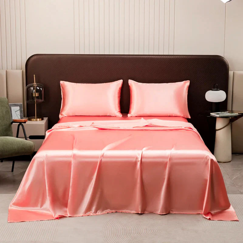 DecorBites™ Luxurious Solid Color Satin Bedding Set