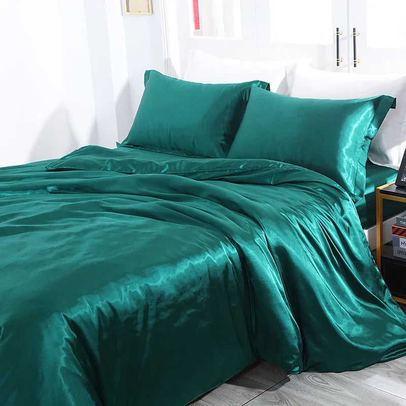 DecorBites™ Luxurious Solid Color Silk Bedding Set
