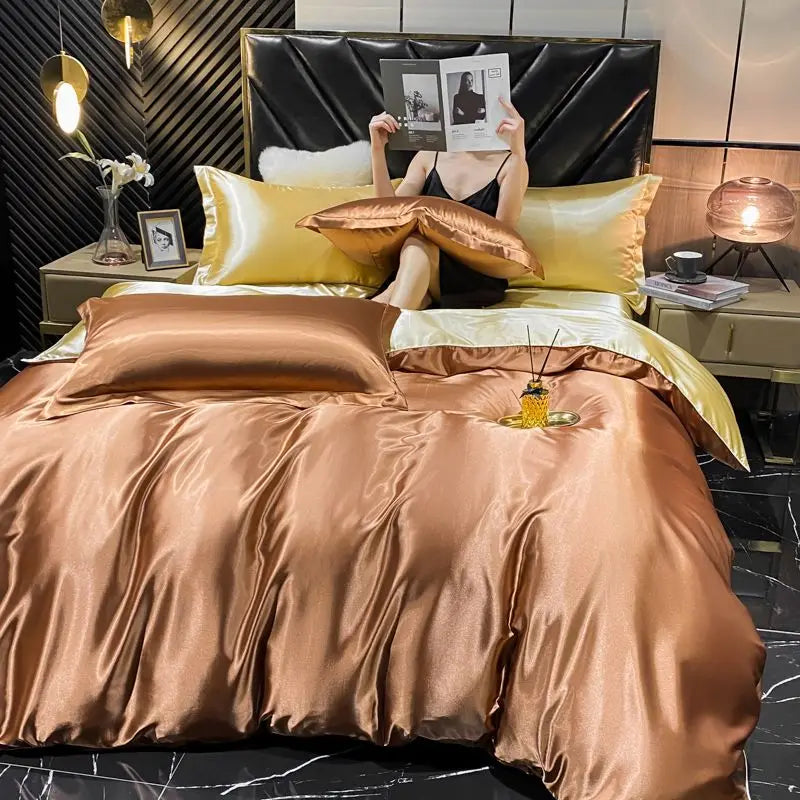 DecorBites™ Luxurious Solid Rayon Silk Bedding Set