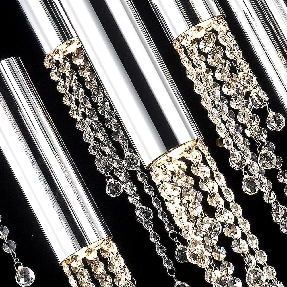 DecorBites™ Luxury Chrome Crystal LED Chandelier for Staircase