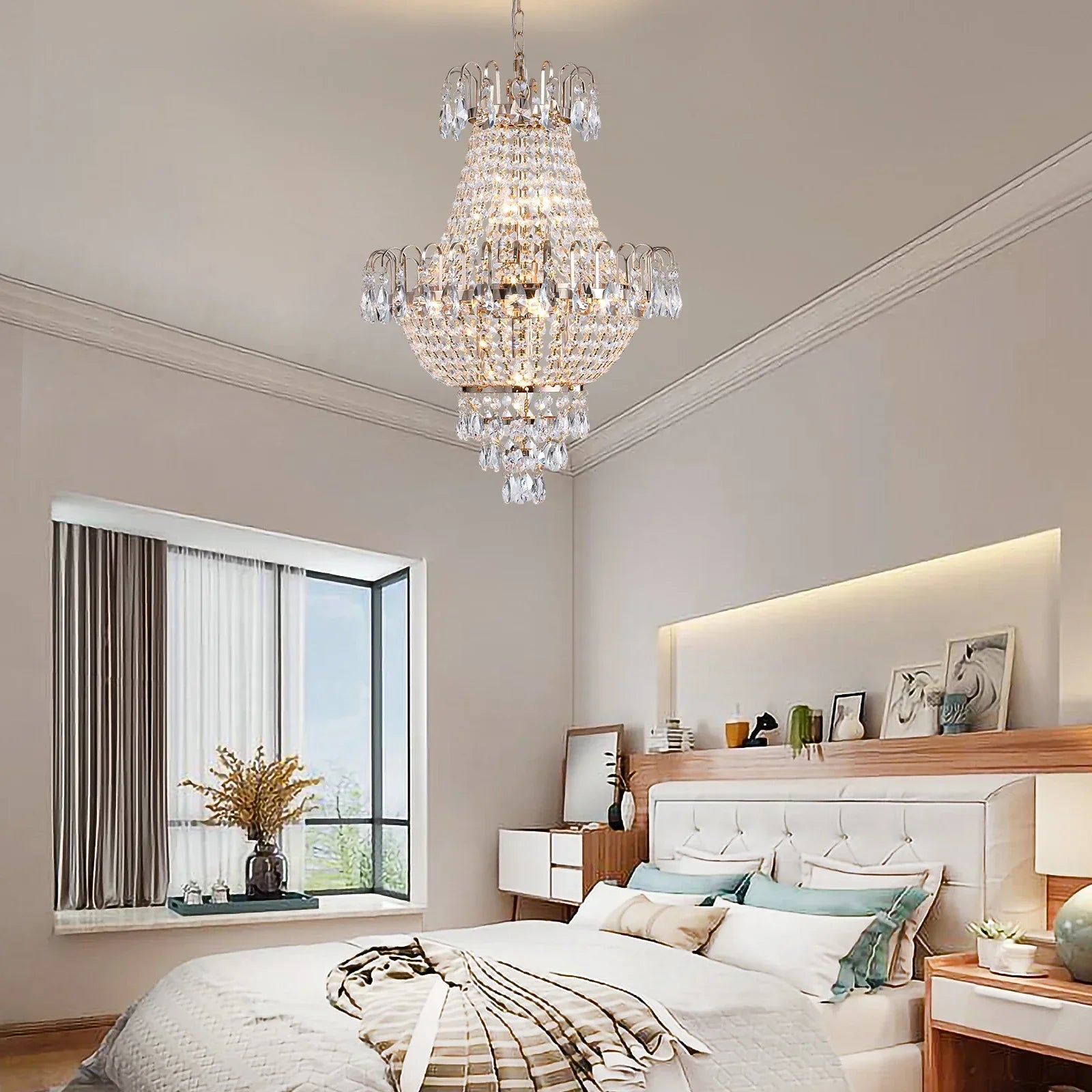 DecorBites™ Luxury Crystal Chandelier Copper Color 7-Light Fixture