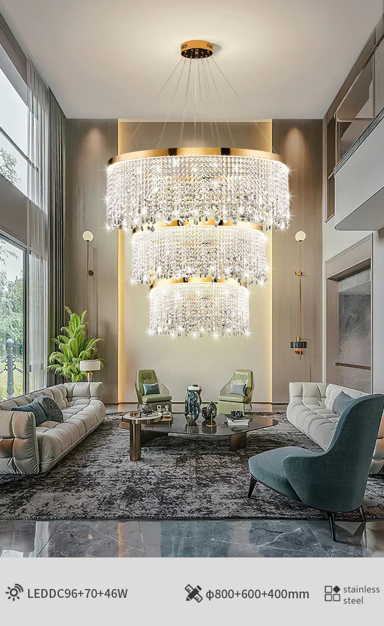 DecorBites™ Luxury Crystal Chandelier Pendant Light Fixture