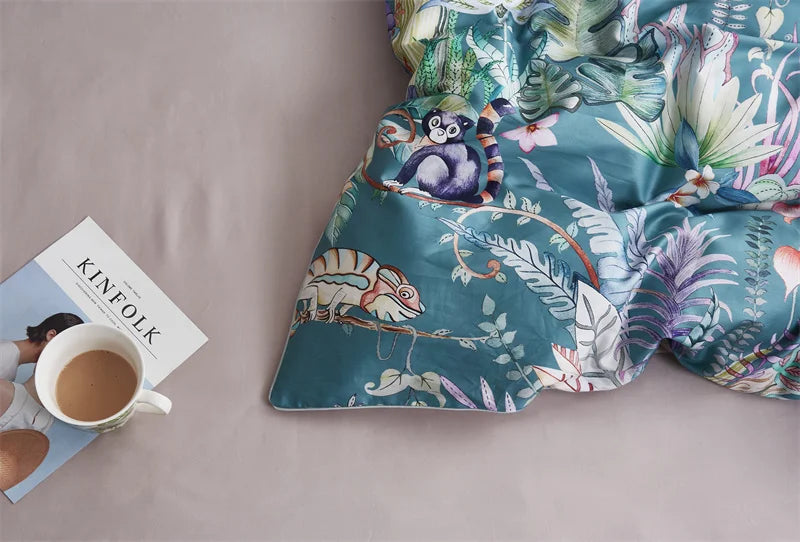 DecorBites™ Luxury Egyptian Cotton Bedding Set: Flamingo Leaf