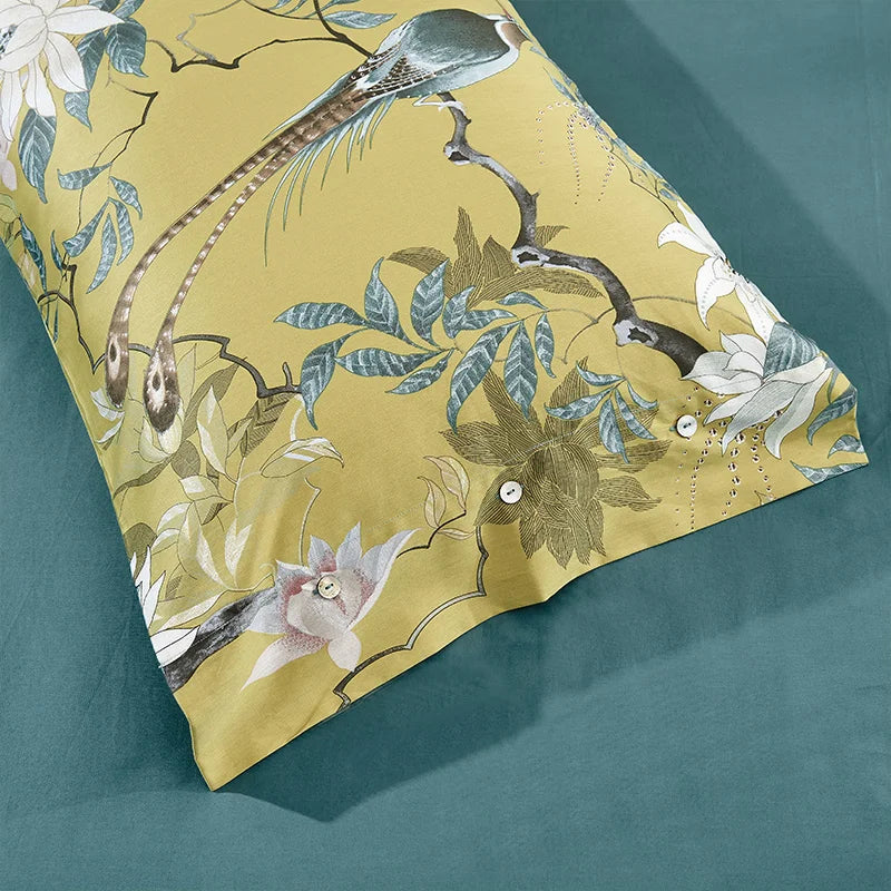 DecorBites™ Luxury Egyptian Cotton Bedding Set: Flamingo Leaf