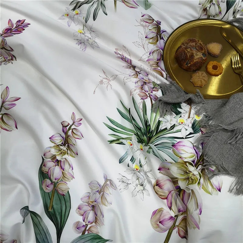 DecorBites™ Luxury Egyptian Cotton Bedding Set: Flamingo Leaf