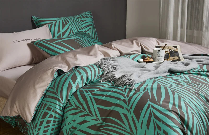 DecorBites™ Luxury Egyptian Cotton Bedding Set - Flamingo Leaf