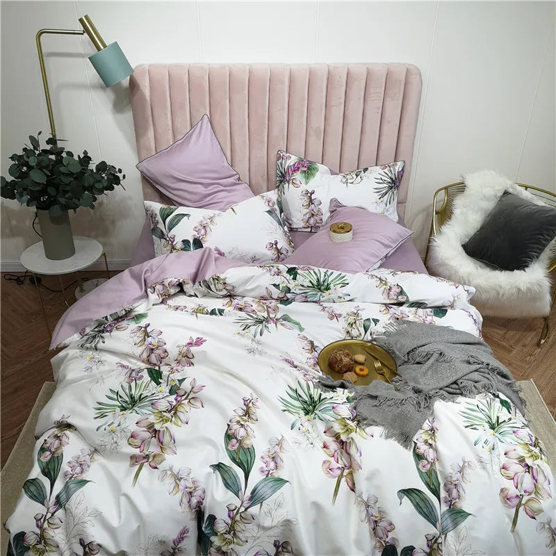 DecorBites™ Luxury Egyptian Cotton Bedding Set: Flamingo Leaf