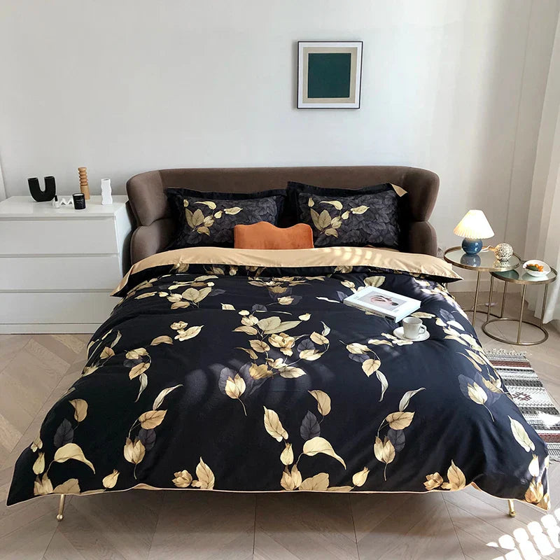 DecorBites™ Luxury Egyptian Cotton Bedding Set - Flamingo Leaf Pattern