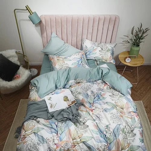 DecorBites™ Luxury Egyptian Cotton Bedding Set - Flamingo Leaf Print