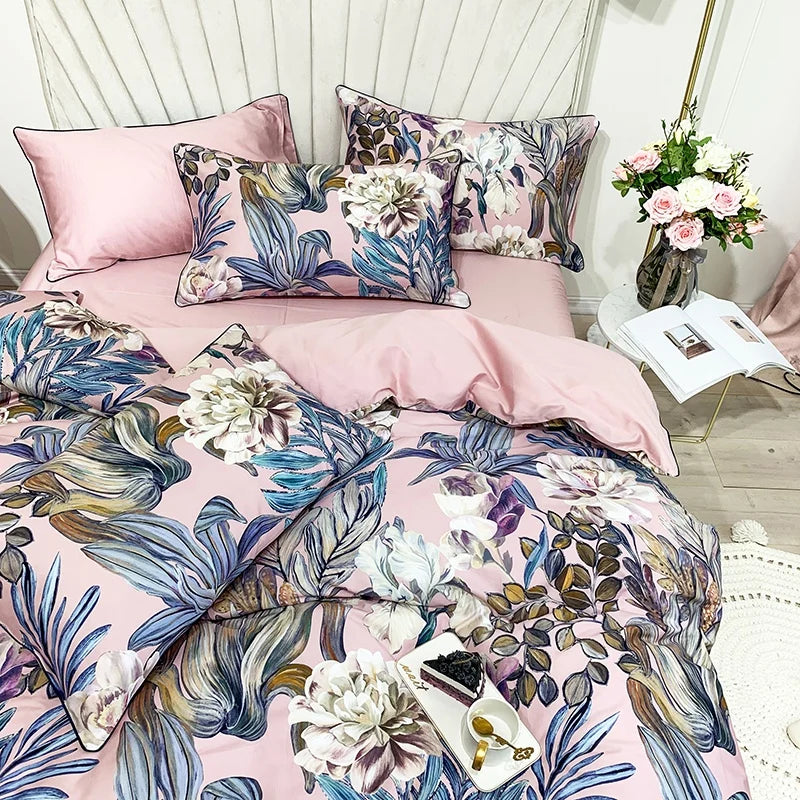 DecorBites™ Luxury Egyptian Cotton Bedding Set - Flamingo Leaf Print