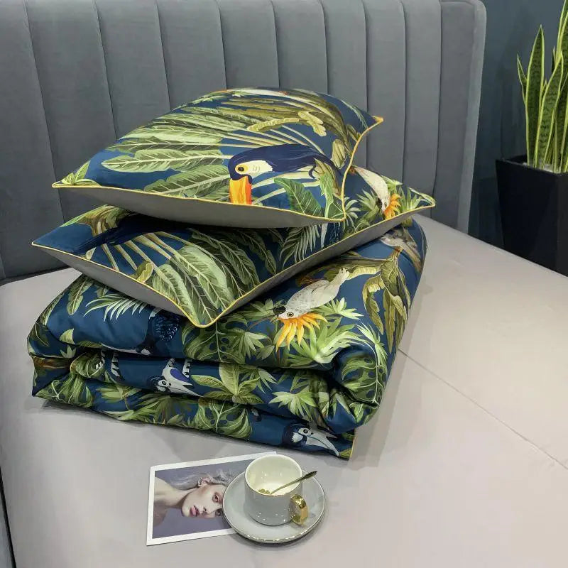 DecorBites™ Luxury Egyptian Cotton Bedding Set - Flamingo Leaf Theme