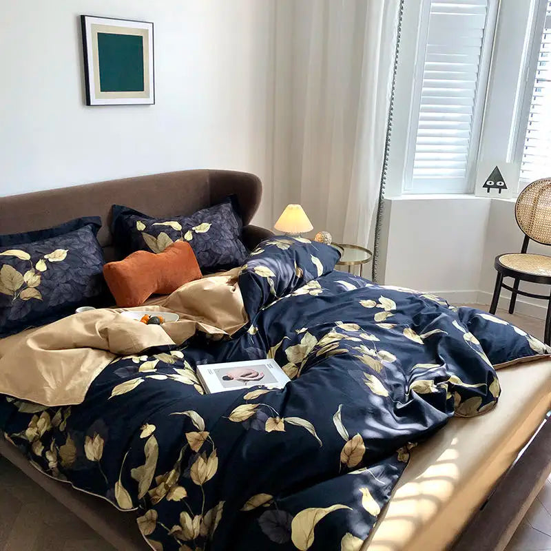 DecorBites™ Luxury Egyptian Cotton Bedding Set with Flamingo Leaf