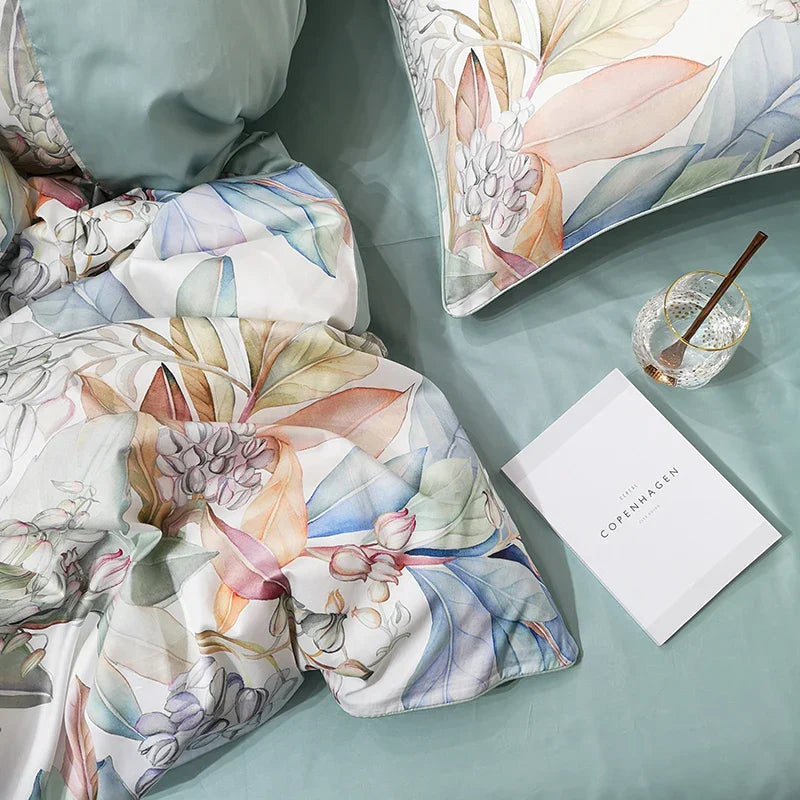 DecorBites™ Luxury Egyptian Cotton Bedding Set with Flamingo Leaf