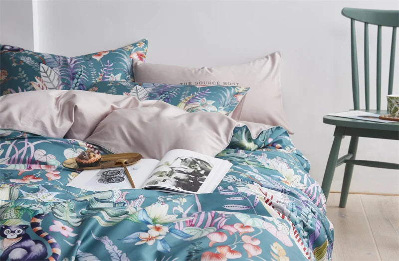 DecorBites™ Luxury Egyptian Cotton Bedding Set with Flamingo Leaf