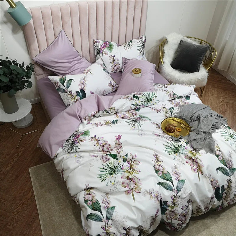 DecorBites™ Luxury Egyptian Cotton Bedding Set with Flamingo Leaf