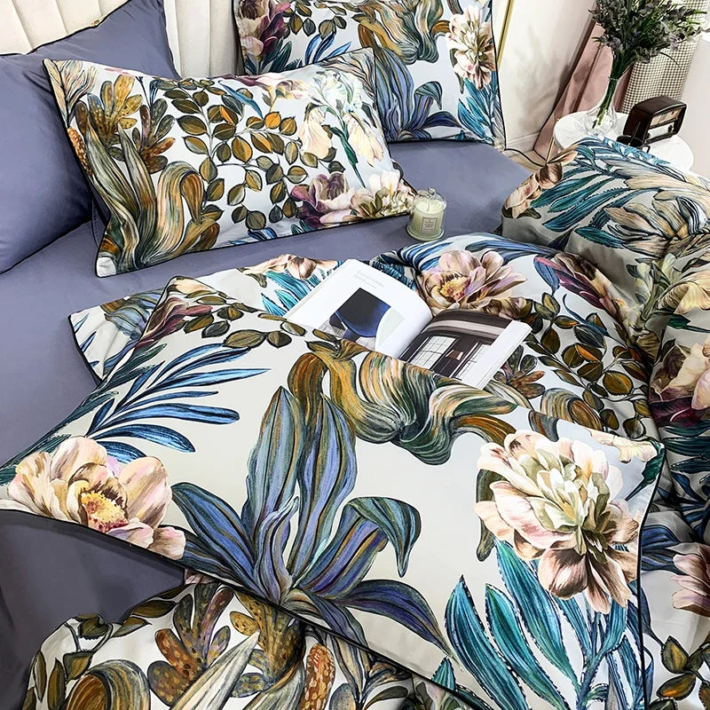 DecorBites™ Luxury Egyptian Cotton Bedding Set with Flamingo Leaf Pattern