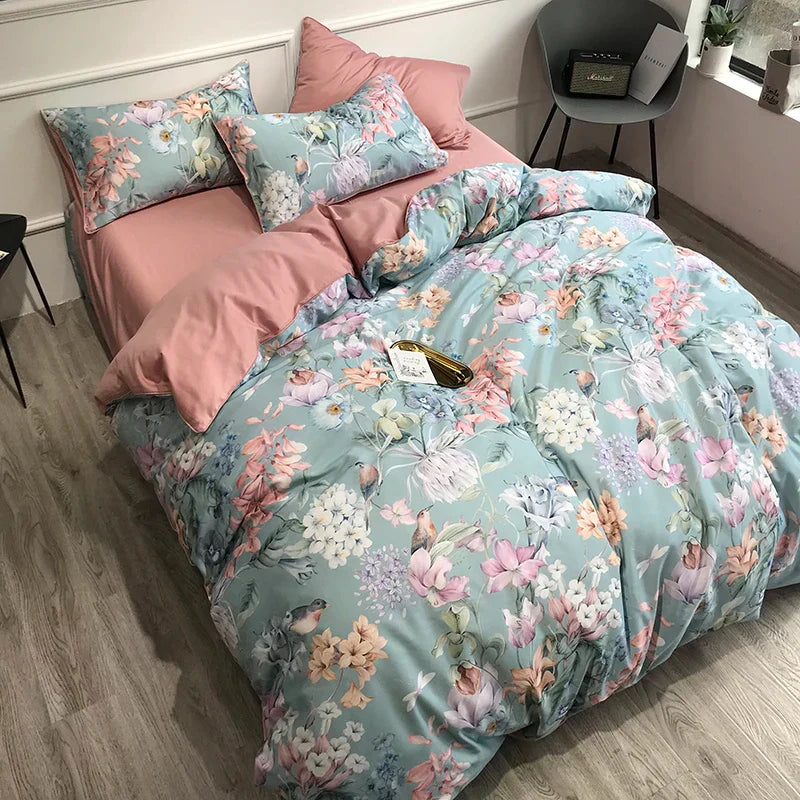 DecorBites™ Luxury Egyptian Cotton Bedding Set with Flamingo Leaf Pattern