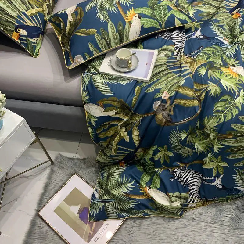 DecorBites™ Luxury Egyptian Cotton Bedding Set with Flamingo Leaf Pattern