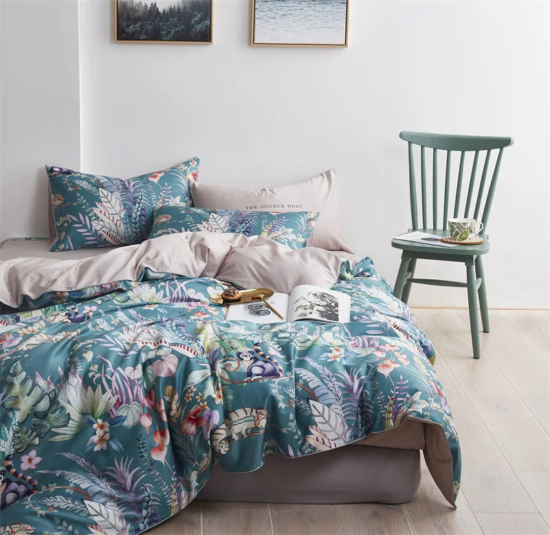 DecorBites™ Luxury Egyptian Cotton Bedding Set with Flamingo Leaf Pattern