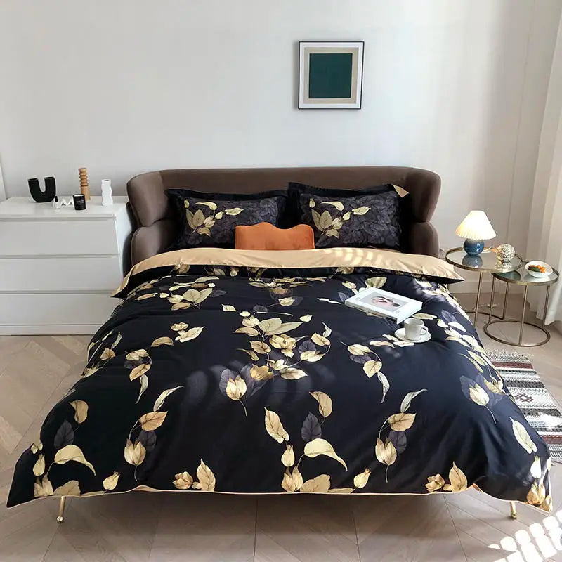 DecorBites™ Luxury Egyptian Cotton Bedding Set with Flamingo Leaf Pattern