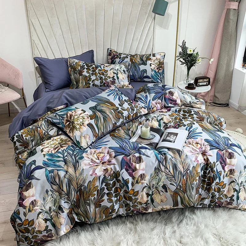 DecorBites™ Luxury Egyptian Cotton Bedding Set with Flamingo Leaf Pattern