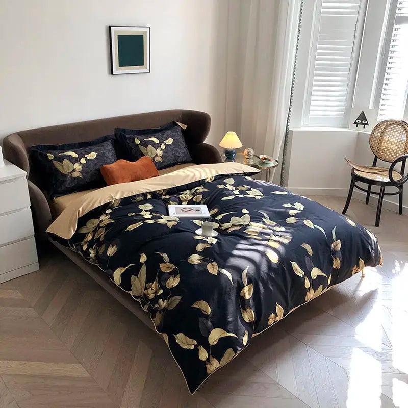 DecorBites™ Luxury Egyptian Cotton Bedding Set with Flamingo Leaf Pattern