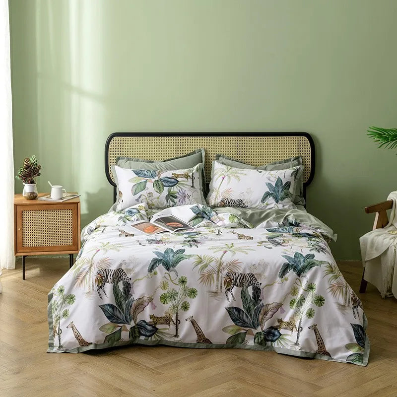 DecorBites™ Luxury Egyptian Cotton Bedding Set with Flamingo Leaf Pattern