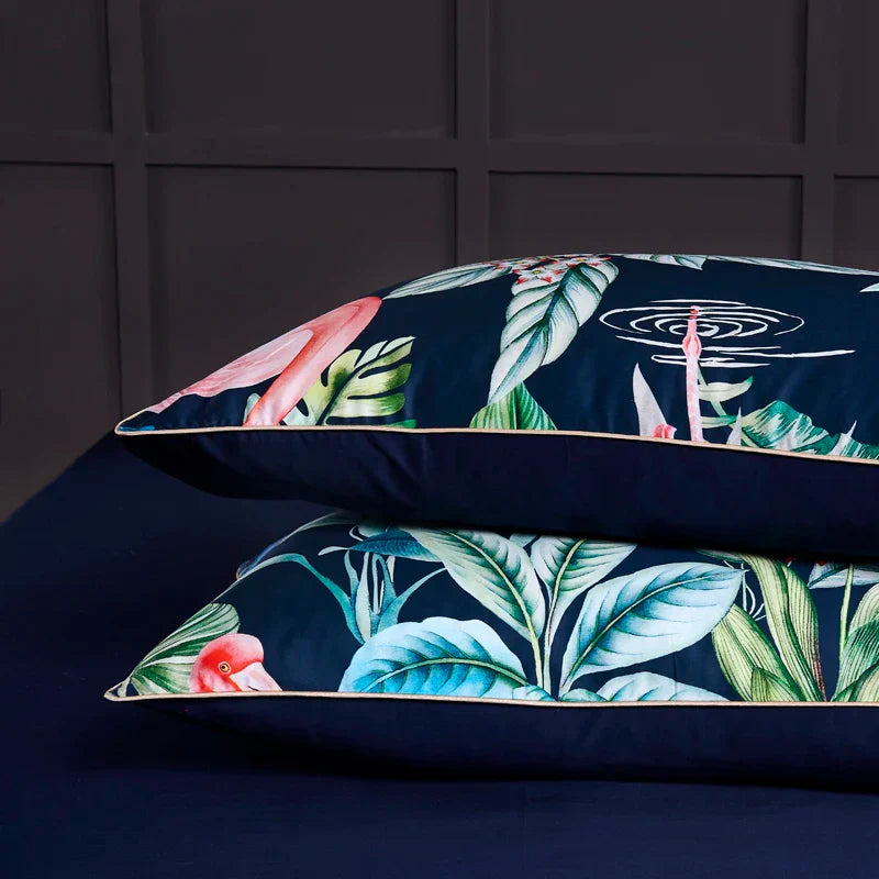 DecorBites™ Luxury Egyptian Cotton Bedding Set with Flamingo Leaf Pattern