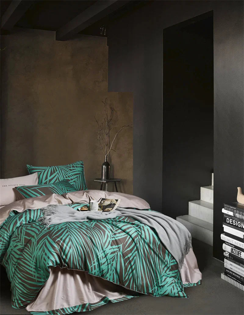 DecorBites™ Luxury Egyptian Cotton Bedding Set with Flamingo Leaf Pattern