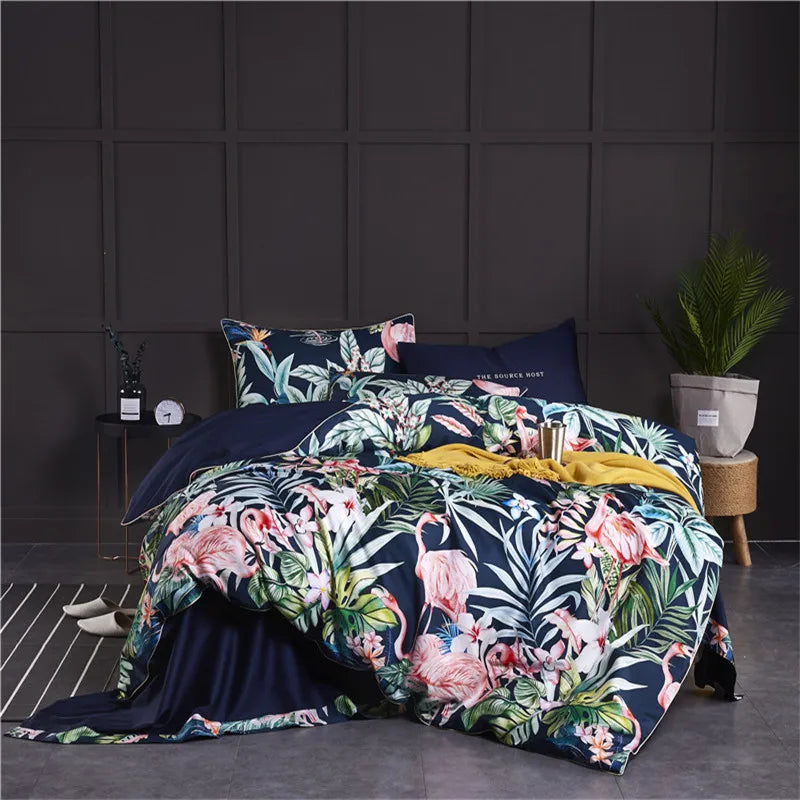 DecorBites™ Luxury Egyptian Cotton Bedding Set with Flamingo Leaf Pattern