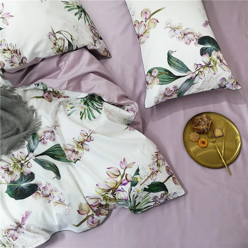 DecorBites™ Luxury Egyptian Cotton Flamingo Leaf Bedding Set