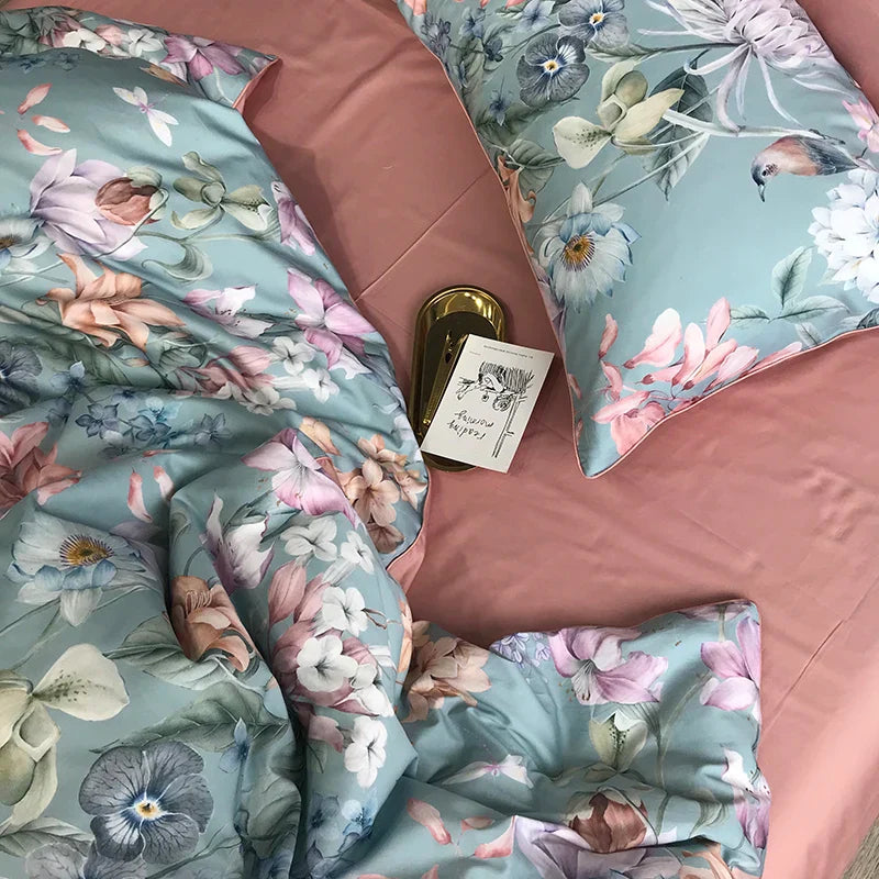 DecorBites™ Luxury Egyptian Cotton Flamingo Leaf Bedding Set