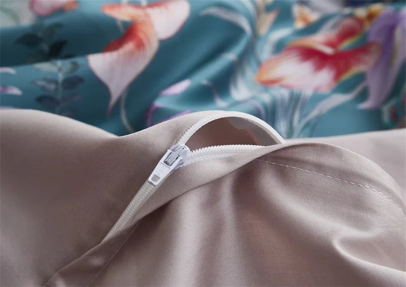 DecorBites™ Luxury Egyptian Cotton Flamingo Leaf Bedding Set