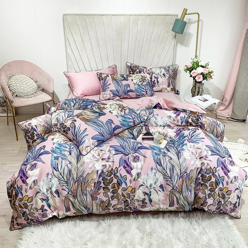 DecorBites™ Luxury Flamingo Leaf Bedding Set - Queen/King Size