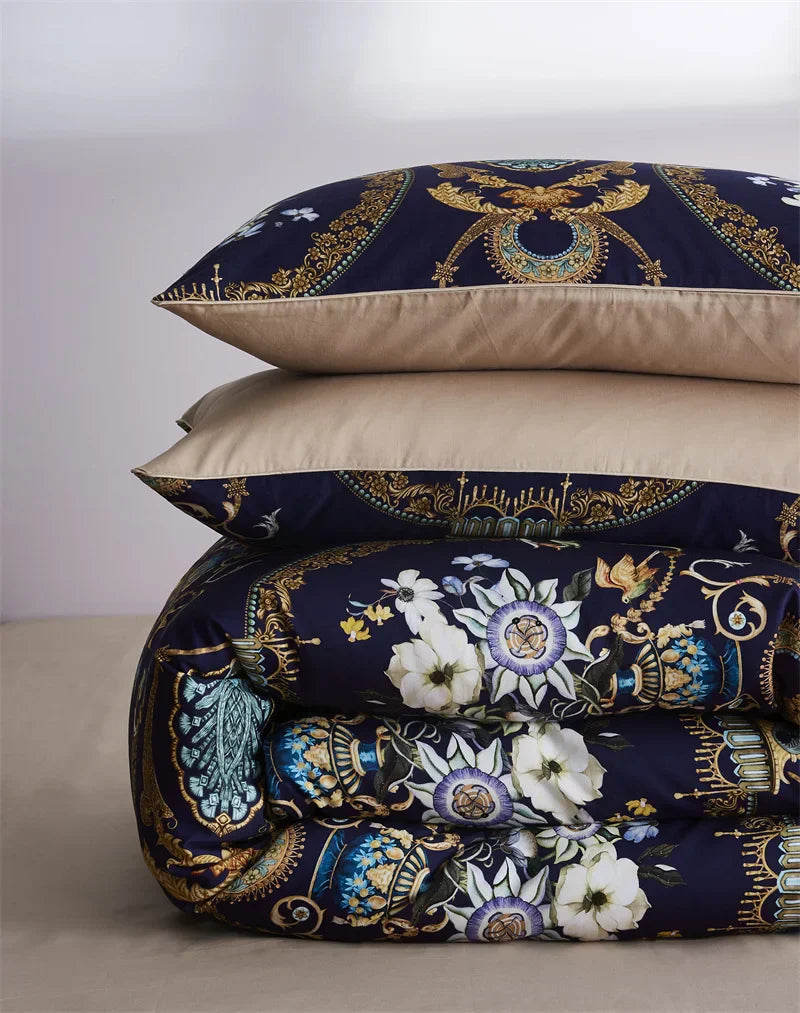 DecorBites™ Luxury Flamingo Leaf Bedding Set - Queen/King Size