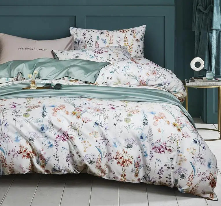DecorBites™ Luxury Flamingo Leaf Bedding Set Queen King Size