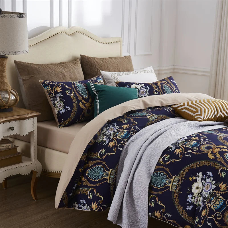 DecorBites™ Luxury Flamingo Leaf Bedding Set - Queen/King Size