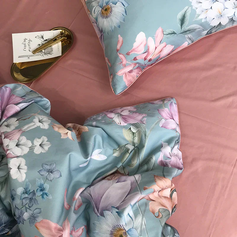 DecorBites™ Luxury Flamingo Leaf Bedding Set Queen King Size