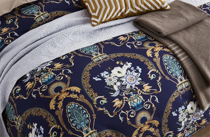 DecorBites™ Luxury Flamingo Leaf Bedding Set Queen King Size