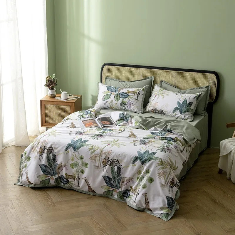 DecorBites™ Luxury Flamingo Leaf Bedding Set - Queen or King Size