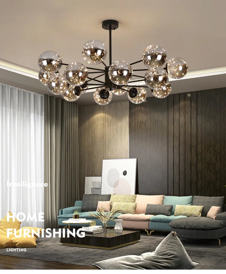 DecorBites™ Luxury Glass Ball Nordic Chandeliers - Dimmable