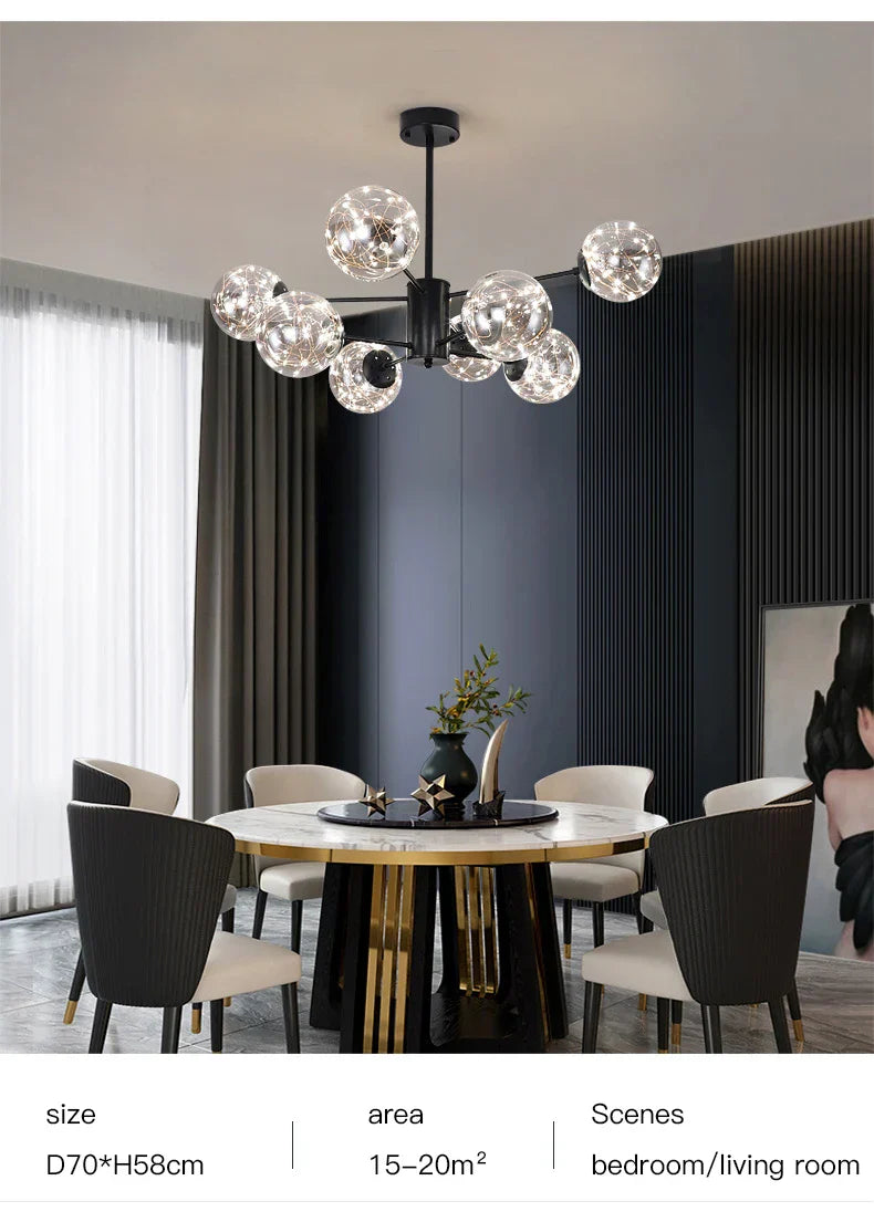 DecorBites™ Luxury Glass Ball Nordic Chandeliers - Dimmable