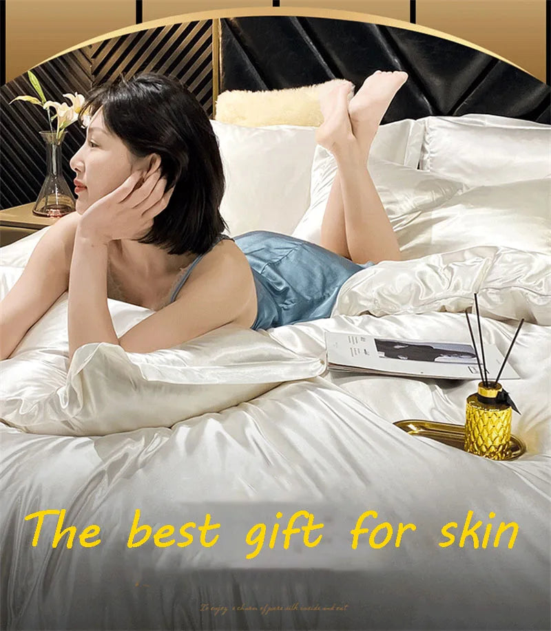 DecorBites™ Luxury Mulberry Silk Bedding Set with Sheets