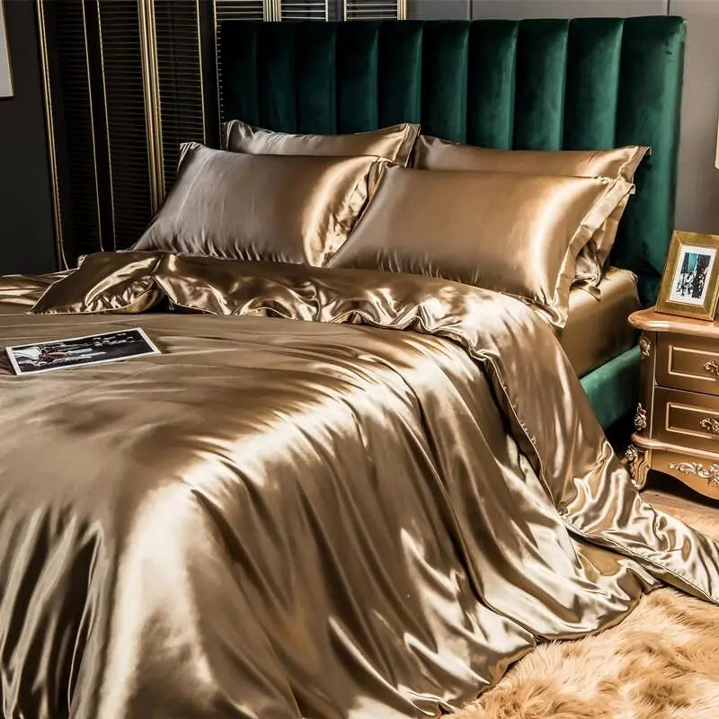 DecorBites™ Luxury Rayon Silk Bedding Set with Duvet Cover