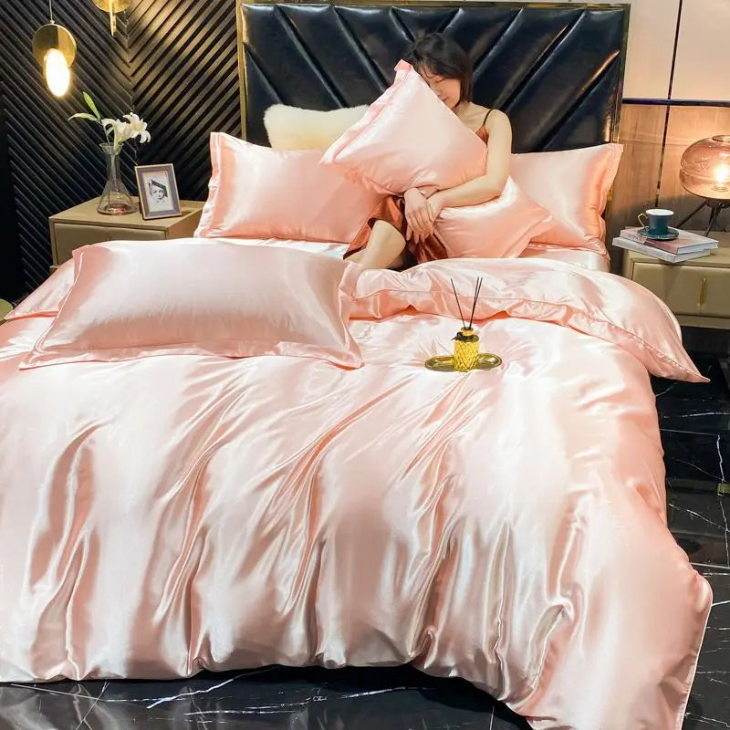 DecorBites™ Luxury Silk Bedding Set - Duvet Cover, Sheet, Pillowcases