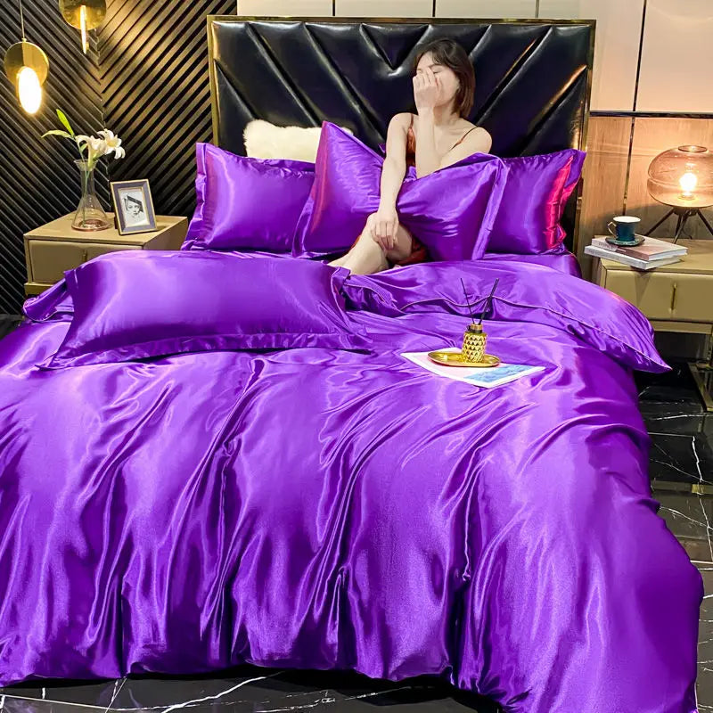 DecorBites™ Luxury Silk Bedding Set - Duvet Cover, Sheet, Pillowcases