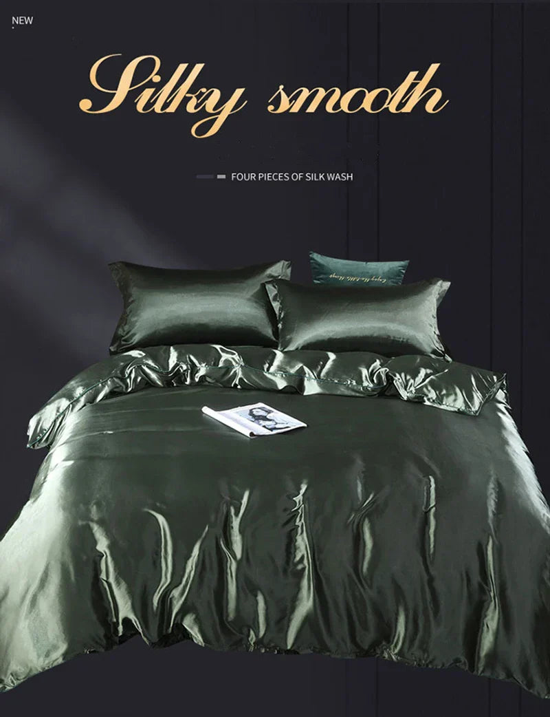 DecorBites™ Luxury Silk Bedding Set for King Queen Twin