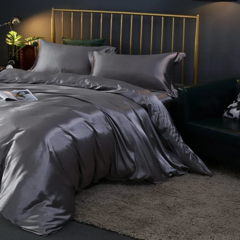 DecorBites™ Luxury Silk Bedding Set for King, Queen, Twin